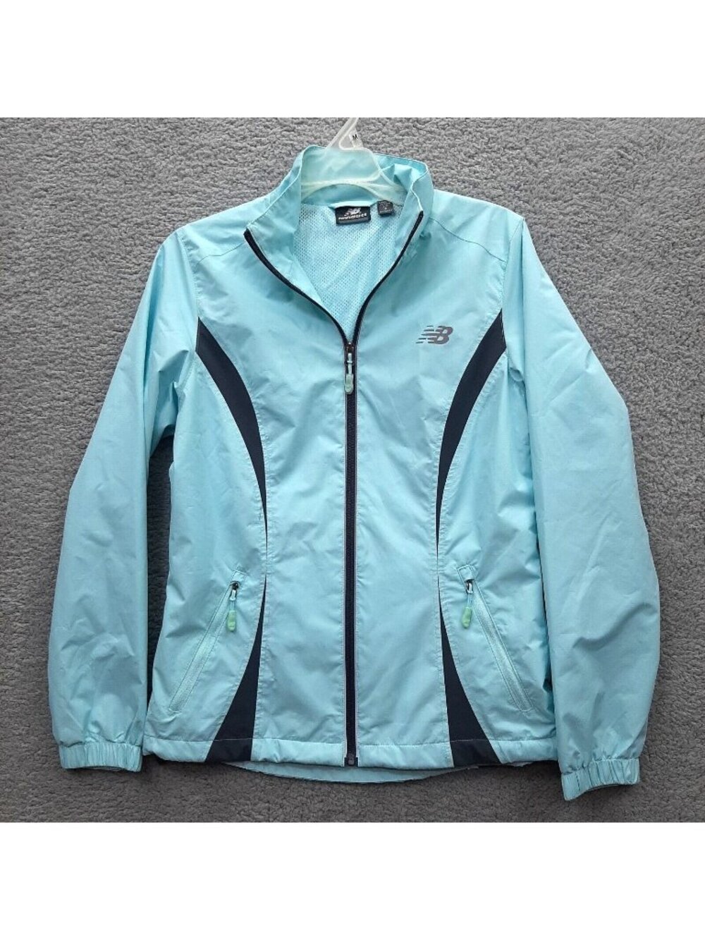 New Balance Womens Light Blue Full-Zip Jacket Size S wind resistant athletic